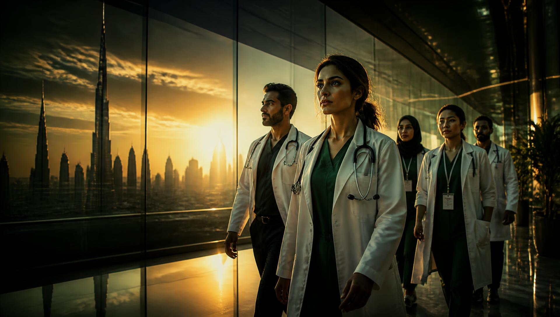 Profesionales de la salud en un hospital moderno del GCC